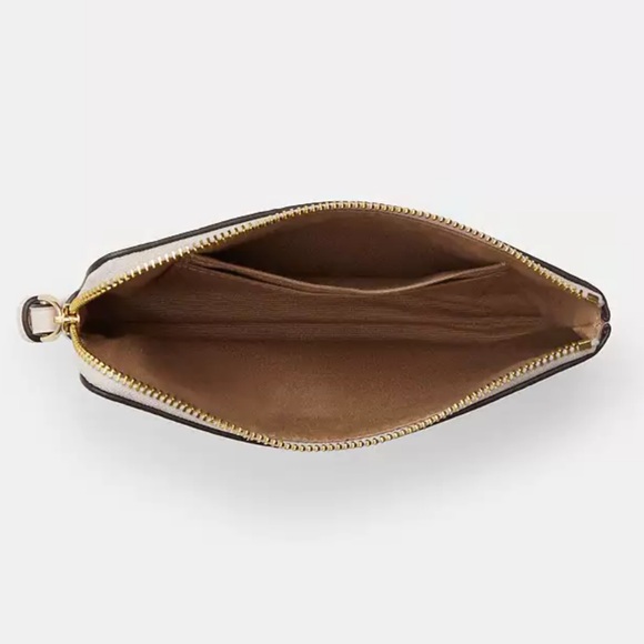 Coach Corner Zip Wristlet with Heart Print in Gold/Chalk Multi Coated Canvas NWT - Picture 9 of 11